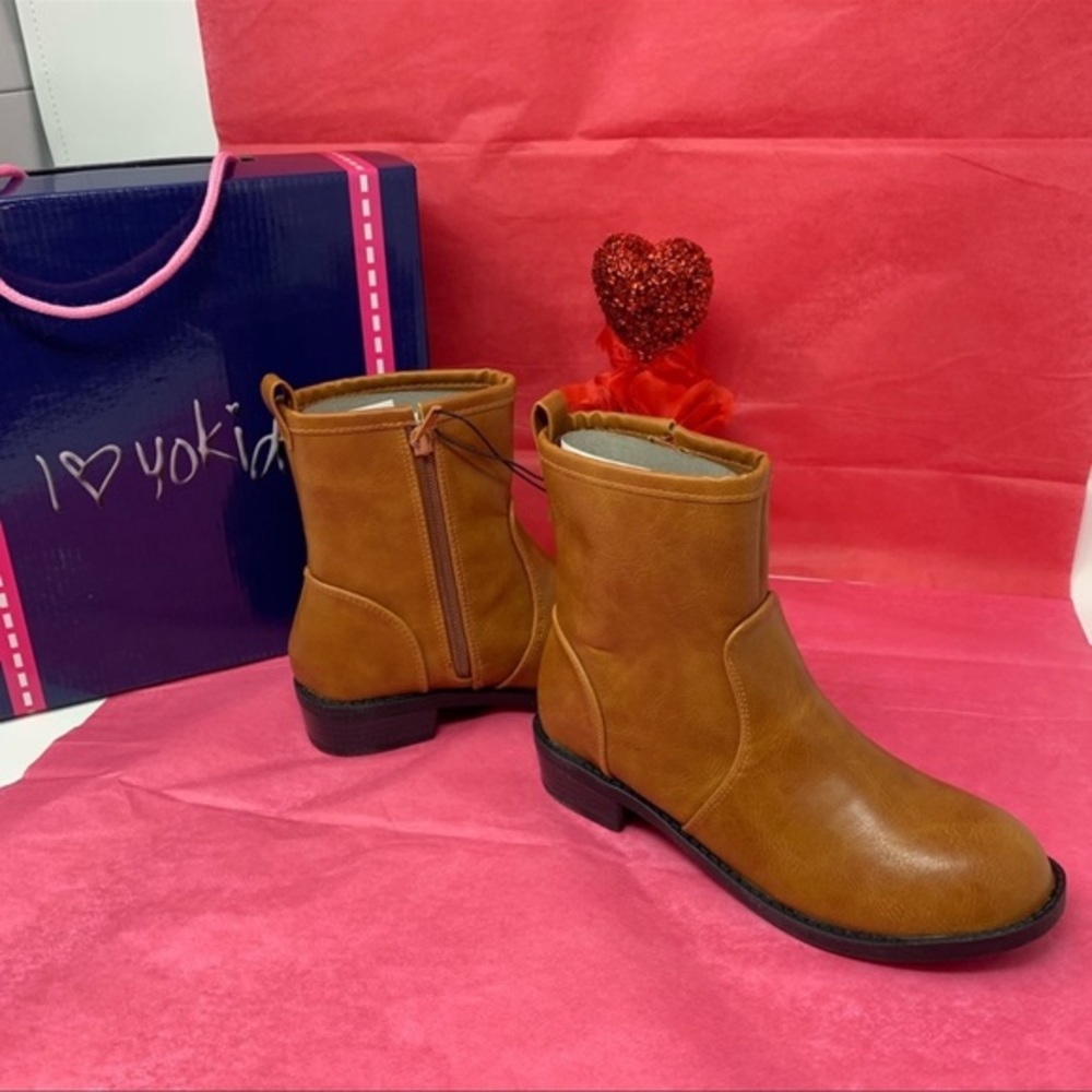 LAST 1! NIB! I Love Yo Kids Andrea-05N Brown Ankle Zipper Boots